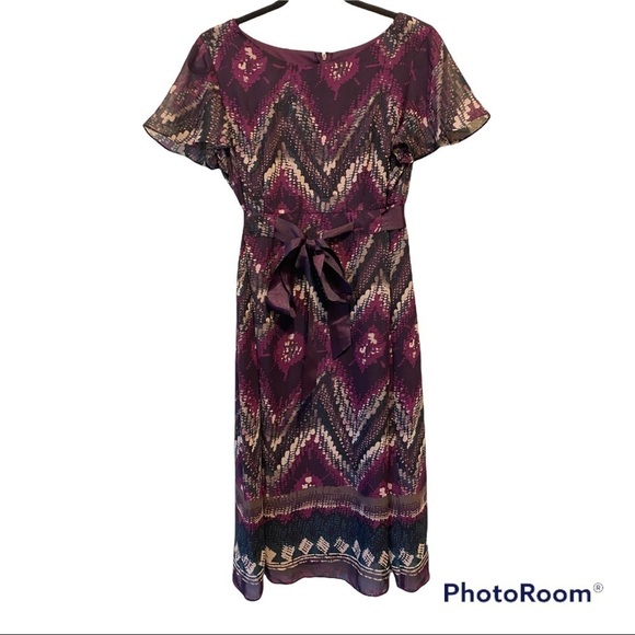 Karin Stevens | purple Belted Paint Splatter Sheath Dress | 6 - Picture 13 of 13